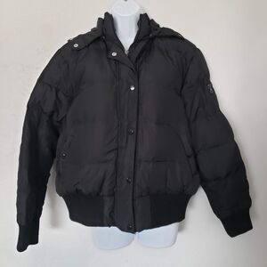 Urbanology Girls XL 14/16 Black Coat Faux Fur Trim Hood Down Filled Winter Warm